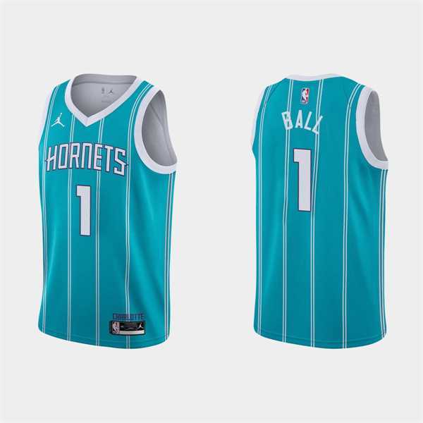 Mens Charlotte Hornets #1 LaMelo Ball 2022-23 Teal Icon Edition Stitched Basketball Jersey Dzhi